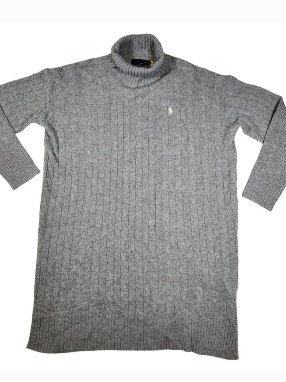 Polo ralph lauren  large cable-knit wool&cashmere sweater dress Gray